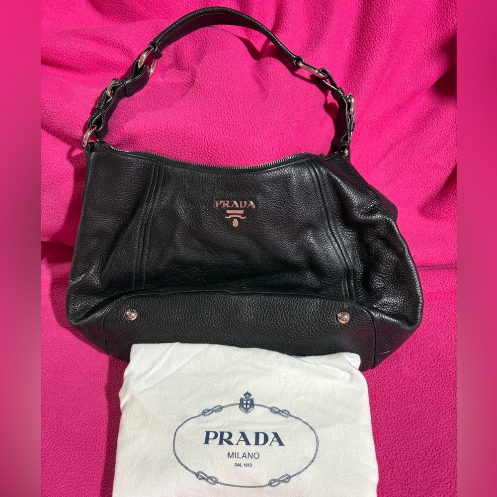 Prada Textured Black Leather Tote
